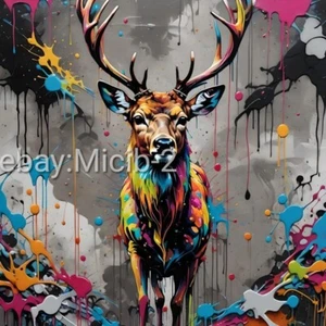 Digital Image Picture Photo Pic Wallpaper Background Colorful Deer - Picture 1 of 1