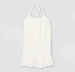 Girls' Flounce Strappy Cover Up - Cat & Jack Cream M, Ivory - Picture 1 of 2