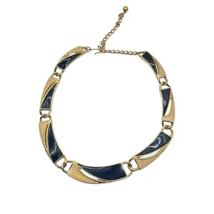 Collar Gargantilla De Colección Años 80 Trifari Art Deco Modernista Oro Crema Negro Esmalte - Imagen 1 de 4
