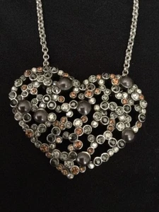 BRIGHTON Crystal Palace Heart Silver Crystal Necklace - Picture 1 of 7