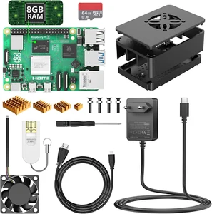 Raspberry Pi 5 8GB Quad-Core ARM-A76-64 Bits Con 64GB Scheda SD, Starter Kit Con - Foto 1 di 12