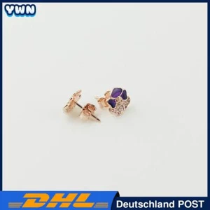 Elegante Ohrstecker Roségold Stiefmütterchen Emaille perfekt Geschenk - Bild 1 von 6