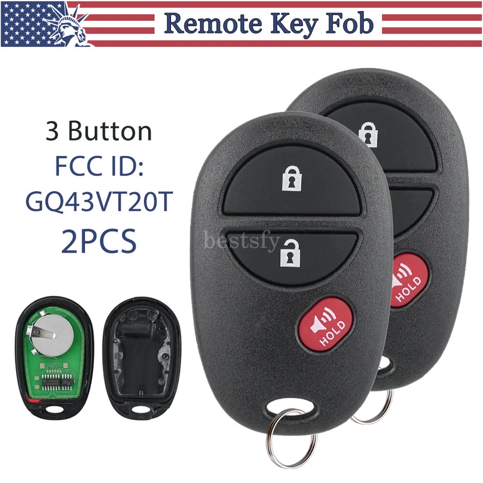 2 For 2005 - 2010 Toyota Tacoma Remote Keyless Entry Control Key Fob GQ43VT20T - Image 1 of 4
