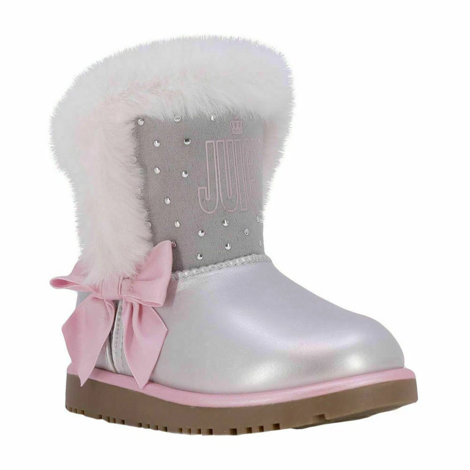 NEW Juicy Couture Toddler Girls Lil Perris Winter Boots, Silver / Pink, Size 9 - Image 1 of 4