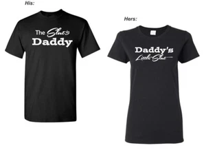 The Slut's Daddy & Daddy's Little Slut Combo His and Her BLACK Tee Shirts 309 - Picture 1 of 4