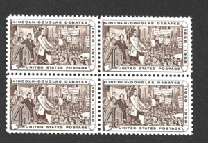 US STAMP 1115 Block Of 4 Lincoln-Douglas Debates 4c MINT NH OG 1958 FREE SHIP - Picture 1 of 1