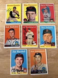 Lot Of 8 Different Autograph Signed 1958 Topps Baseball Cards Vintage Authentic - Picture 1 of 15