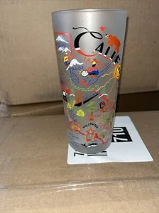 Vintage California Souvenir Frosted Glass Catstudio 2007 Tumbler Hollywood - Picture 1 of 12