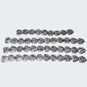 Black Hearts Beads Glitter Floral Silver Tone Iridescent Print Jewelry Crafting - Picture 1 of 12