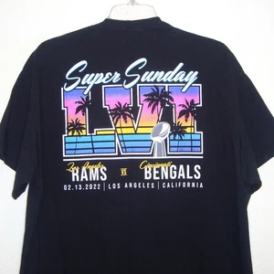 Super Bowl LVI 2022 Rams vs. Bengal Black Short Sleeve T-Shirt Size XL - Picture 1 of 9