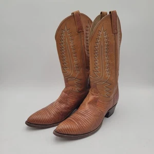 Dan Post Men’s 8866 Lizard Western Cowboy Boots Tan Leather Size 9D - Picture 1 of 13