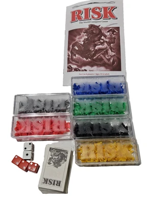 Juego de Mesa RIESGO Piezas de Repuesto 6 Colores Ejército Juegos Estuches Dados 56 Cartas 1993 Foto 1 de 4