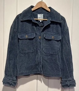 Anthropologie Corduroy Jacket Large Shacket Blue Avec Les Filles NWT - Picture 1 of 6