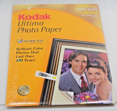 KODAK Ultima Picture Paper High Gloss 8.5 x 11 New Sealed 15 sheets - Image 1 of 3