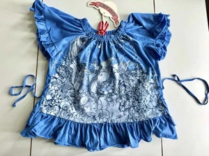 NWT SZ 12 Paper Wings By Little Skye Girls Fairy Frilled Smock Top Dress Blue - Picture 1 of 8