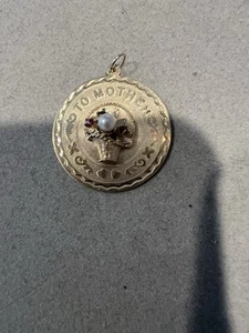 Vintage 14 K Gold To Mother And 3 D Flower Basket Pendant - Picture 1 of 4