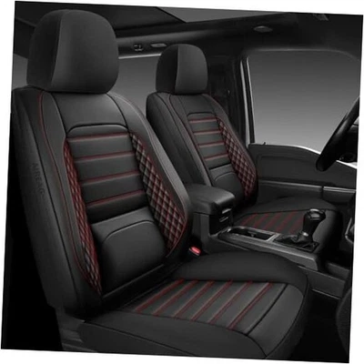 Tacoma Seat Covers Leather Truck Interior Sets 2016-2023 Full Set Black&Red - Image 1 of 4