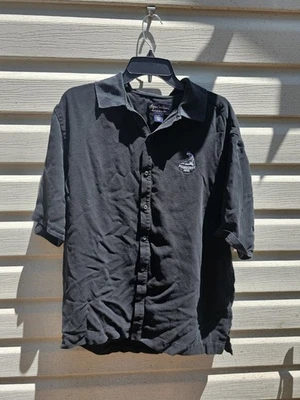 Camisa Polo Pinehurst Golf Seda Para Hombres Grande Micro Waffle Negra Bordada Difícil de Encontrar NC Foto 1 de 4