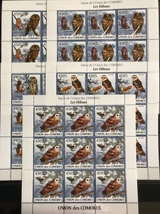 9x Comoros - Owls / Birds / Fauna - stamps Timbres MNH** - YG1 - Picture 1 of 1
