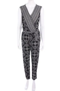 CANDA PREMIUM by C&A Jumpsuit Jersey efecto envolvente flores D 38 negro off-white - Imagen 1 de 4