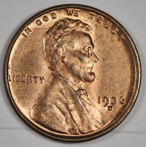 1936-d Lincoln Head Cent.  BU.  187392 Cover