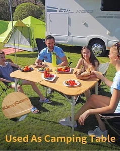 KingCamp Folding Camping Game Table Bamboo 47.2” x 27.5” - Picture 1 of 12
