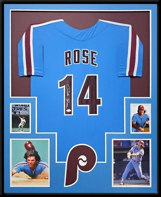 CAMISETA FIRMADA AUTOGRAFIADA POR PETE ROSE ENMARCADA DE LOS PHILADELPHIA PHILLIES CERTIFICADO DE AUTENTICIDAD JSA Foto 1 de 4