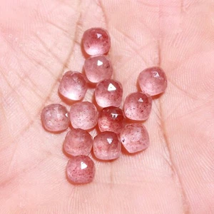 Cushion Rose Cut Natural Strawberry Quartz 6x6mm To 12x12mm Calibrated Gemstone - Picture 1 of 6