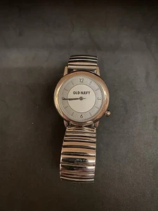 MC & T Europa Old Navy Watch Stainless Steel Stretch Band 4 O'clock Crown  - Picture 1 of 4