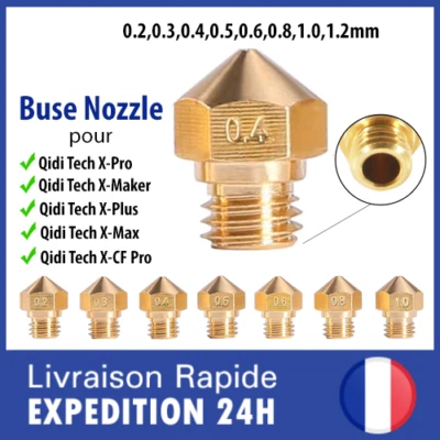 Buse laiton nozzle pour Qidi Tech X-Maker / X-Pro / X-Plus / X-Max / X-CF Pro