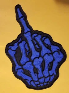 Middle Finger blue Embroidered approx. 7.25 x 12" Patch * - Picture 1 of 2