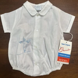 Vintage Cherubs Philippines Baby Boy One Pc Outfit Blue Embroidered Clown New 0 - Picture 1 of 6