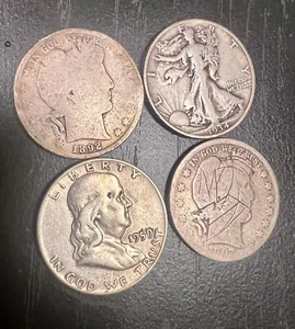 💈1892 RARE BARBER HALF $! + (3) 90% SILVER 50c Half $1 Antique & Vintage Coins - Picture 1 of 8