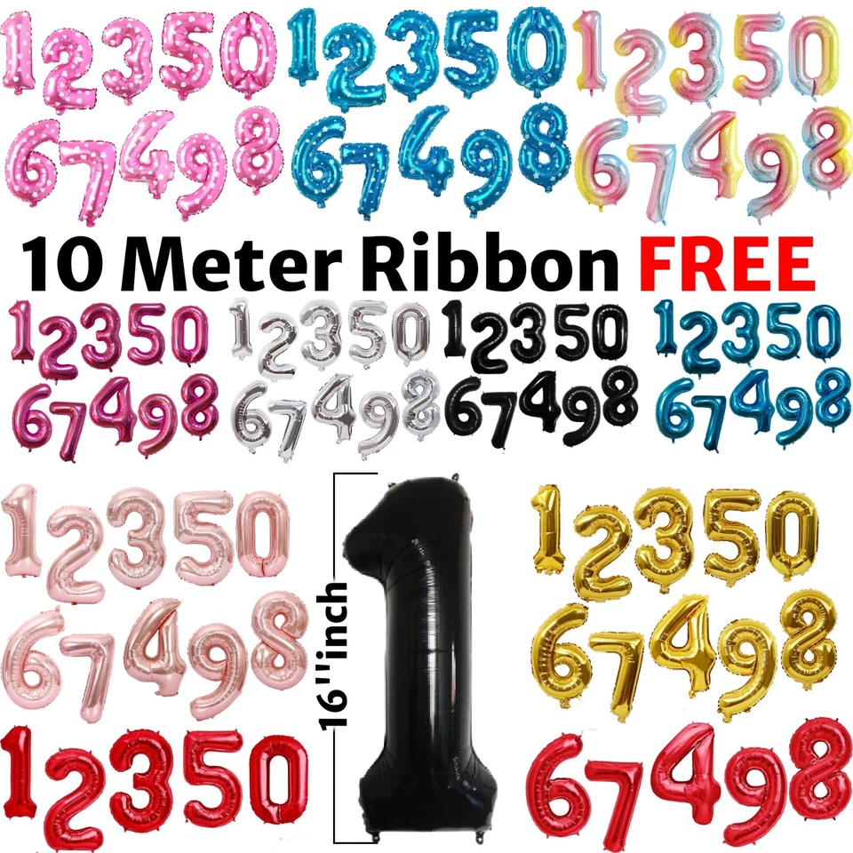 16'' NUMBERS FOIL BALLOONS Self Inflating Bunting BALONS Birthday Party DECOR UK