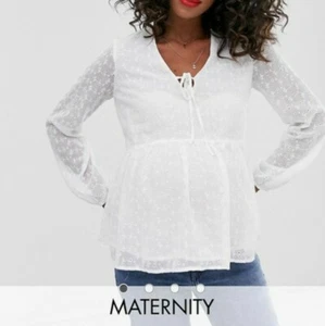 New Look Maternity peplum long sleeve blouse in white - Picture 1 of 1