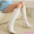 Women Fashion Stiletto Heel Pointy Toe Knee High Boots Casual Dress Shoes