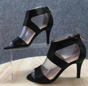 BCBG 6.5 Black High Heel Stiletto Sandal Snake Marvel-X Pump Comfort Open Toe - Picture 1 of 21