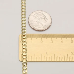14K Solid Yellow Gold Cuban Bracelet 5.0mm 8-9" - Curb Chain Link Men Women - Picture 1 of 5
