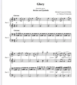 Piano duet, for beginners Michail Glinka Glory from opera Ruslan & Ludmila, PDF - Picture 1 of 1