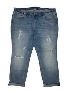 VIGOSS The Chelsea Stretch Cuffed Distressed Denim Blue Jeans Women’s Size 20 - Picture 1 of 13