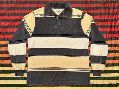 Camisa Polo De Colección Años 60 70 JC Penney Terciopelo Manga Larga Para Hombres M Años 80 Disco EXC Foto 1 de 4