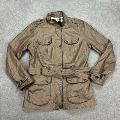 Barbour Jacket Womens Large Brown Linen Hunting Field Country Lined Coat Ladies - Image 1 of 4
