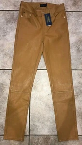 Womens Polo Ralph Lauren Lambskin Leather Legging Jeans Pants Brown Sz 0 $998 - Picture 1 of 9