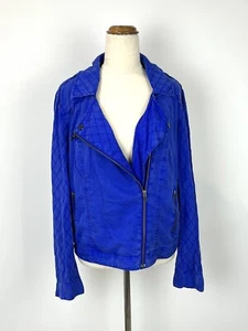 Just Jeans Womens Jacket 12 L Blue Full Zip Long Quilted Sleeve Pockets Business - Picture 1 of 9