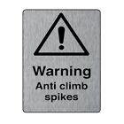 WARNING Security Protection Anti Climb Intruder Spikes Metal Plaque CHROME SIGN