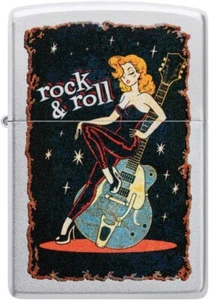 ZIPPO  LIGHTER ROCK & ROLL COOL CHICK DESIGN SATIN CHROME (98930)  BRAND NEW - Picture 1 of 4