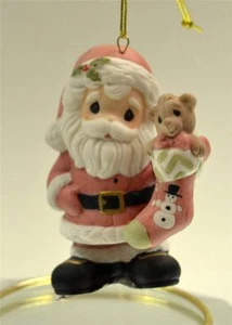 Precious Moments Ornament SANTA w/ STOCKING & TEDDY BEAR 121024 BX FREEusaSHP - Picture 1 of 2