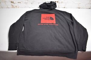 North Face Hoodie Mens Size XL Black Red Pullover Sweater Sweatshirt Outdoors ^