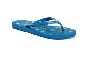 COACH ABBIGAIL RUBBER SANDAL FLIP FLOPS STAR DENIM NEW in BOX - Picture 1 of 4