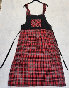 Abito Gotico L 14 Plaid Rosso Nero Tartan Punk Velluto a coste anni 90 Vintage Natale Vacanze - Foto 1 di 9